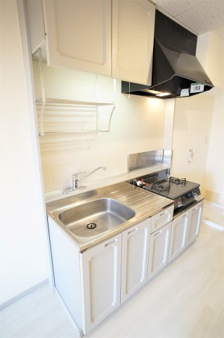 フェニックス小川２号棟のキッチン|２口コンロついてます♪グリル付きでお料理も楽しいですね