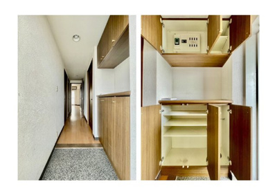 【玄関】 | コスモお花茶屋三番館 | 【玄関】玄関には大型のシューズクローゼットを設置しておりますのでいつでもスッキリりとした空間を保てます。玄関周りを清潔に使うのはとても大事なことですよね。