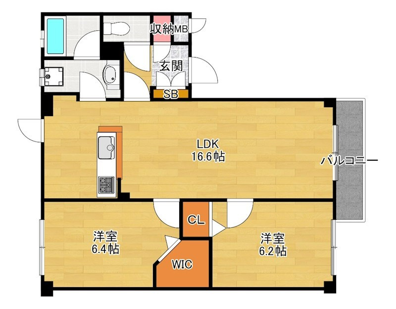寝屋川市田井西町の賃貸マンションの間取り