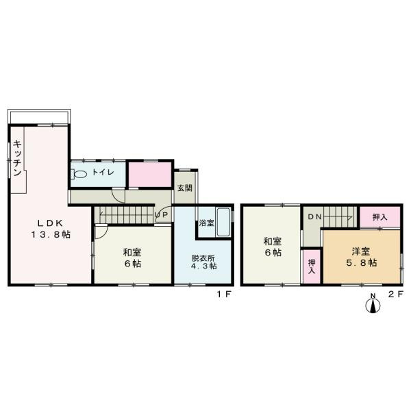 和歌山市直川　中古戸建の間取り