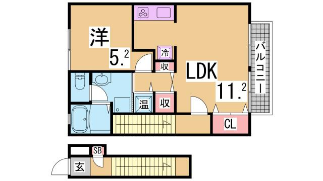 神戸市兵庫区石井町３丁目のアパートの間取り