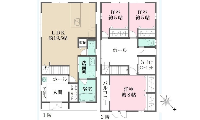 廿日市市阿品3丁目　新築一戸建て(全2棟)の間取り