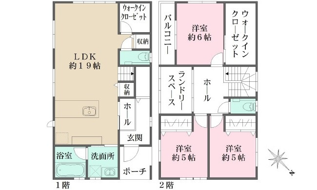 廿日市市阿品3丁目　新築一戸建て(全2棟)の間取り