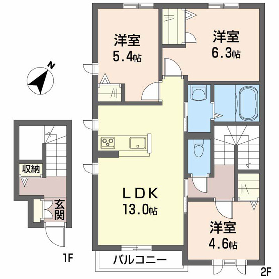 【間取り】 | シャーメゾン中野開作A棟