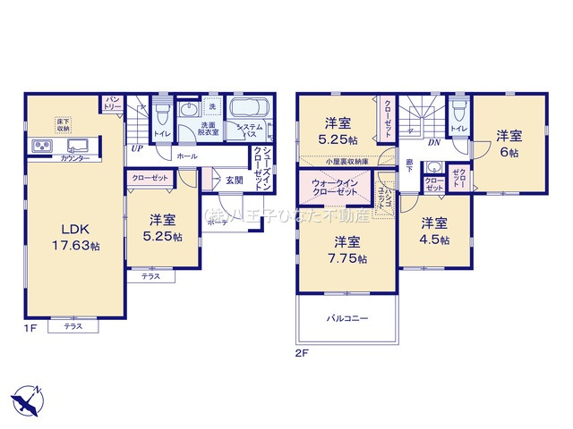 『八王子市新築戸建て』八王子市絹ケ丘2-49‐11【仲介手数料無料】　５期の間取り|～仲介手数料無料☆八王子ひなた不動産～八王子市絹ケ丘　新築戸建て