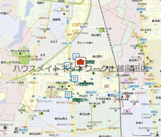 マストテラス上越春日野 Ｂの地図|位置図