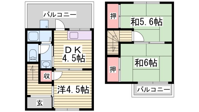 朝日谷メゾネットの間取り