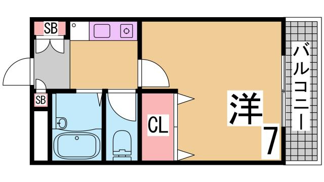 神戸市須磨区多井畑東町の賃貸マンションの間取り