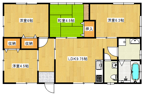 久留米市城島町江島の中古一戸建の間取り