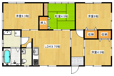 久留米市城島町江島の中古一戸建の間取り