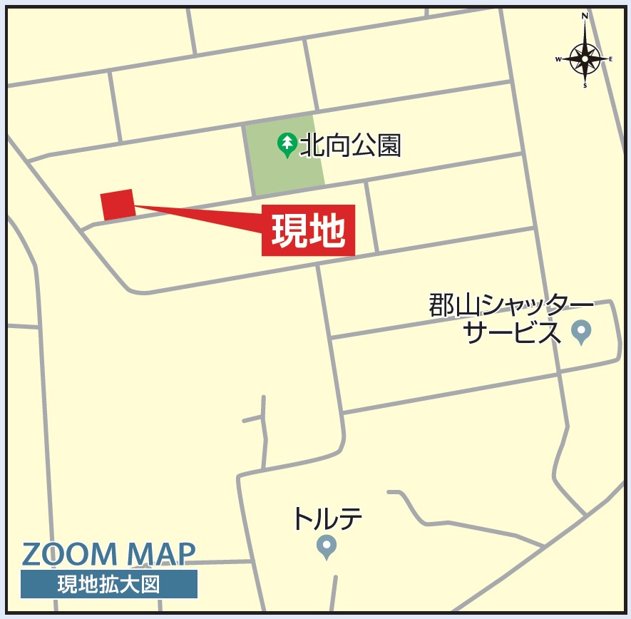 郡山市安積町笹川北向　BLOOMING GARDEN　全2棟の地図