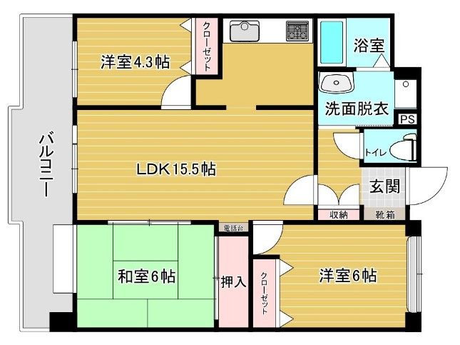 【間取り】 | 西新中央パークマンション　★プライスホームなら仲介手数料0円です★