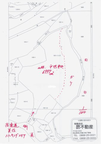 真庭市上河内　事業用地　2116坪の土地図