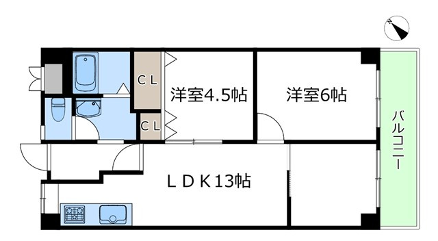 【間取り】 | ローズコーポ千里C棟 | エイブルにて取扱い可能な住宅ローンは、全部で10種類以上！お客様にピッタリの住宅ローンを当社のFPよりご案内させて頂きます。住宅ローンのご相談だけでも、お気軽にご相談下さいませ。