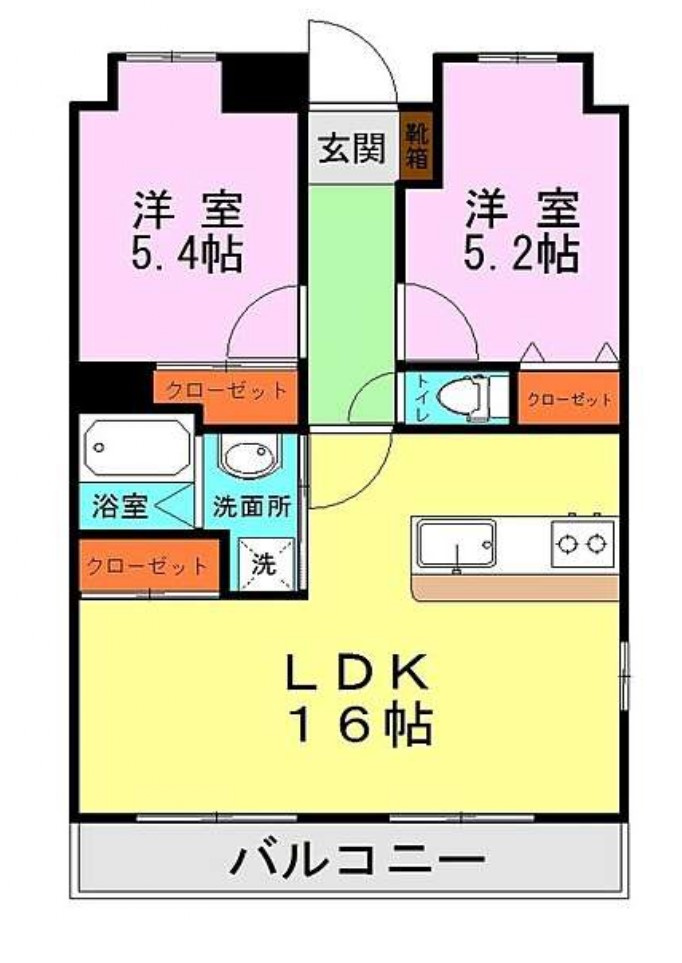 ティファニーＳＴの間取り|2LDK （洋５.４・洋５.２・ＬＤＫ１６）