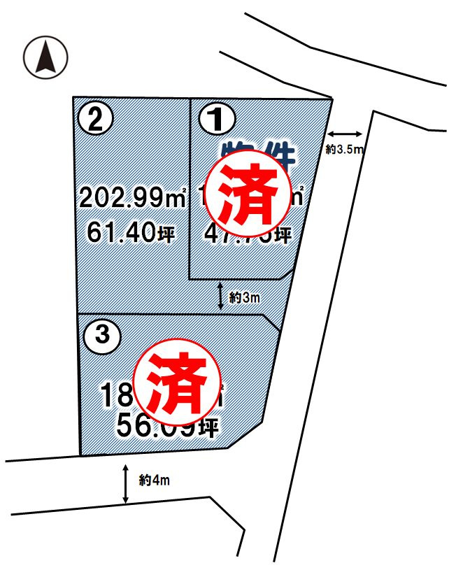 《分譲地》壬生町寿町　全3区画の土地図|残り1区画となりました！