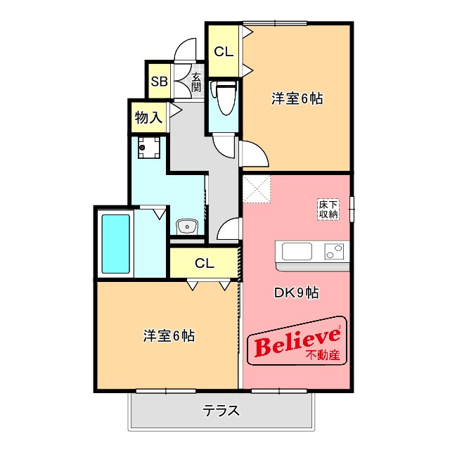 ウィズテリア B棟の間取り|使い勝手の良い間取りです♪