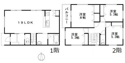 佐伯区千同一丁目　№34220の間取り|４ＬＤＫ　リビング階段