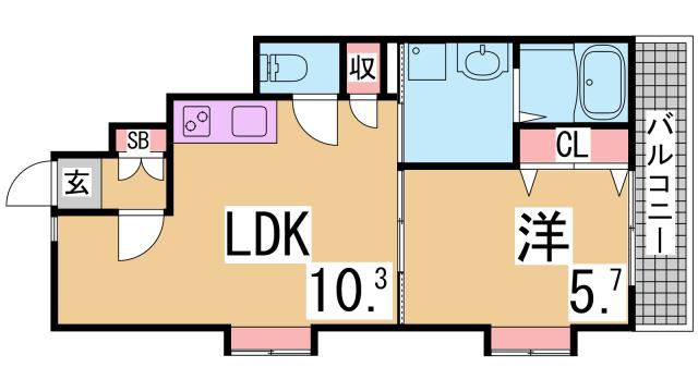 神戸市長田区六番町６丁目のアパートの間取り