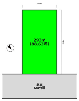 【土地図】 | グランファミーロ金田西　土地　袖ヶ浦駅 | 【金田西　約88坪！】
木更津市金田西の土地は、約88坪あり間取りの自由度良好です！
都内へのアクセスが良好なエリアとなっておりますので、都内にお勤めの方おすすめです！
建物の配置を考えやすい整形地！