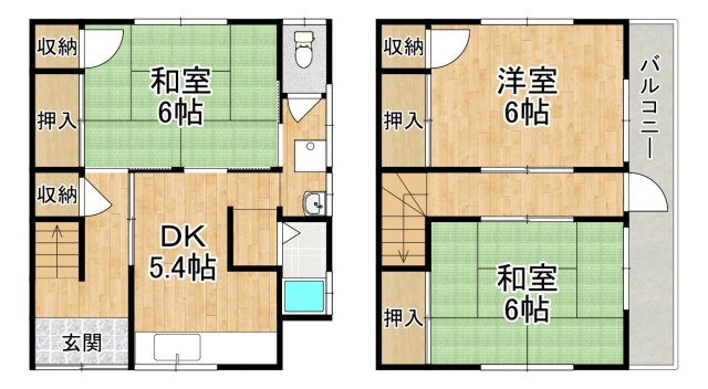 【間取り】 | 堺市東区日置荘原寺町522-1貸家