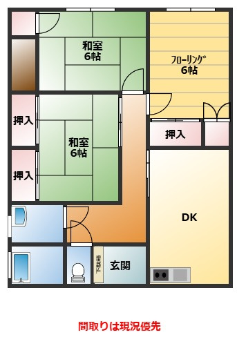 鏡岩村コーポⅡの間取り