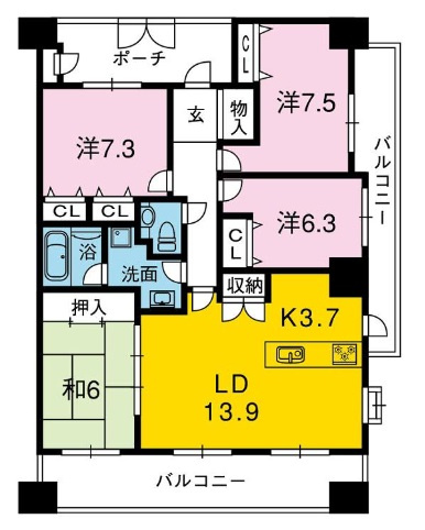 針木ガーデンヒルズ　中古マンションの間取り
