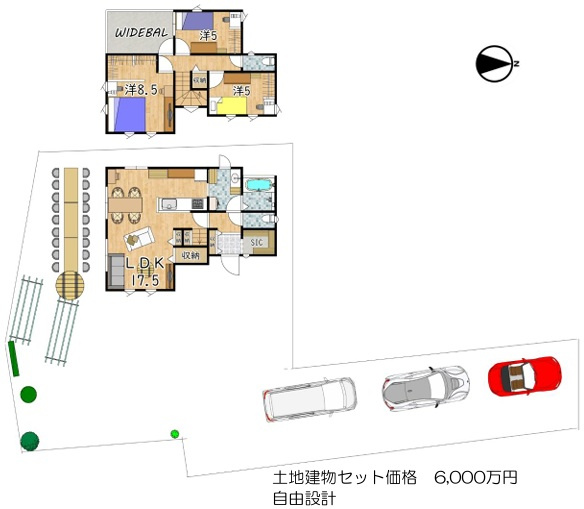  | K11840-2号地上賀茂 | 土地建物セット価格：6,000万円　建物プラン2,000万円　外構工事別途