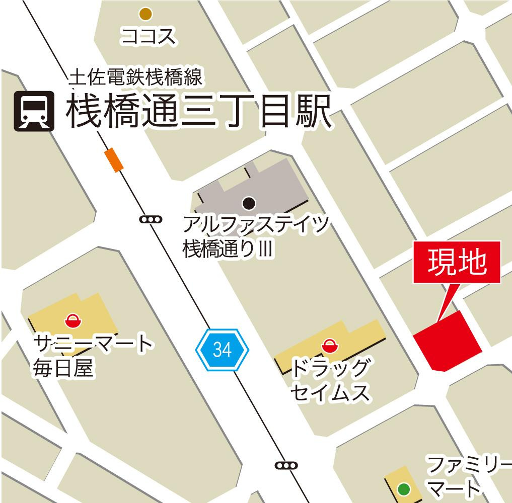 高知市桟橋通3丁目の地図