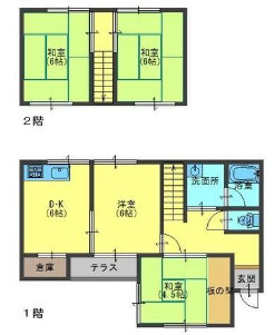 上大野貸家の間取り