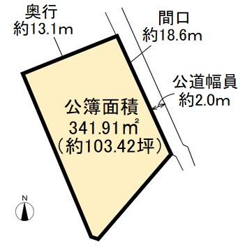 長浜　土地の土地図|約１０３．４２坪の広々とした土地です。セットバックが必要です。