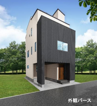 台東区入谷２丁目の新築戸建の外観パース