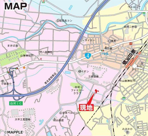 西郷村小田倉　いろどりアイタウンの地図