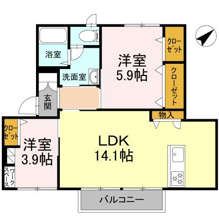 【間取り】 | フレグランス原　B棟 | 2LDKのお部屋です