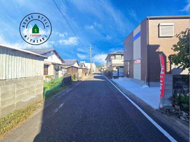 宮崎市昭和町モデル（1号棟）の前面道路含む現地写真|前面道路です。
