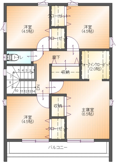 【間取り】 | ＜FG＞深谷市上野台390フルクラシルB棟 | 2階間取り。A棟同様収納スペースがしっかりとれています。今のお住いの収納スペースにお悩みの方はオススメです☆