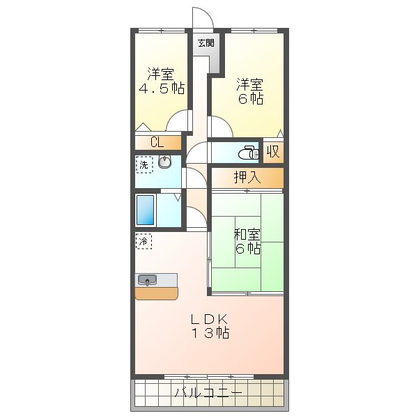 プラザハイツ二ツ屋B棟の間取り