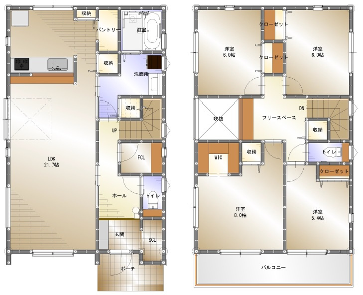 【デザイナーズ住宅】LUXTA藤久保12期　●鶴瀬駅徒歩12分●当日の案内も可能です♪の間取り