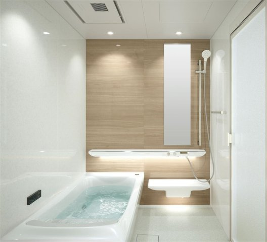 【デザイナーズ住宅】LUXTA藤久保12期　●鶴瀬駅徒歩12分●当日の案内も可能です♪の浴室|家事や仕事を毎日する中でゆったりと過ごすくつろぎ空間。
一日の終わりのお風呂を豊かな時間にするお風呂はTOTOのシンラHLシリーズを採用しています。