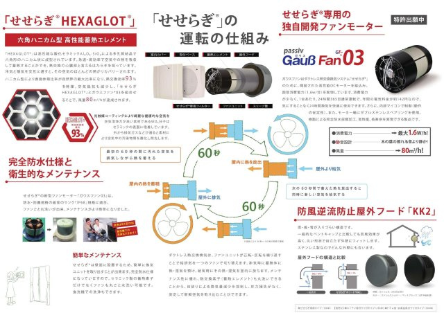 【デザイナーズ住宅】LUXTA藤久保12期　●鶴瀬駅徒歩12分●当日の案内も可能です♪の冷暖房・空調設備|ダクトレス熱交換換『せせらぎ』を採用。排気時に蓄熱体へ熱・湿気を預け、給気時にその空気を室内に放つ、ダクトレス熱交換換気システムです。
