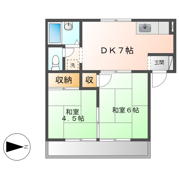 倉敷市川入のアパートの間取り