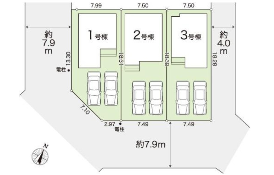 グラファーレ桟橋通5期2号棟　新築戸建住宅の区画図|3号棟成約済