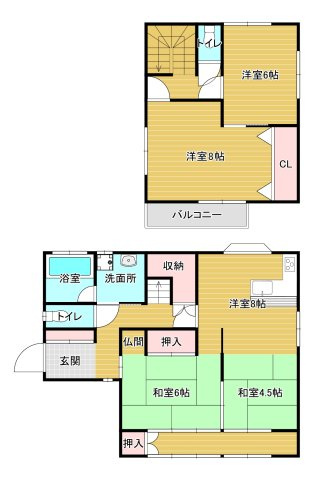 荘園町貸家の間取り
