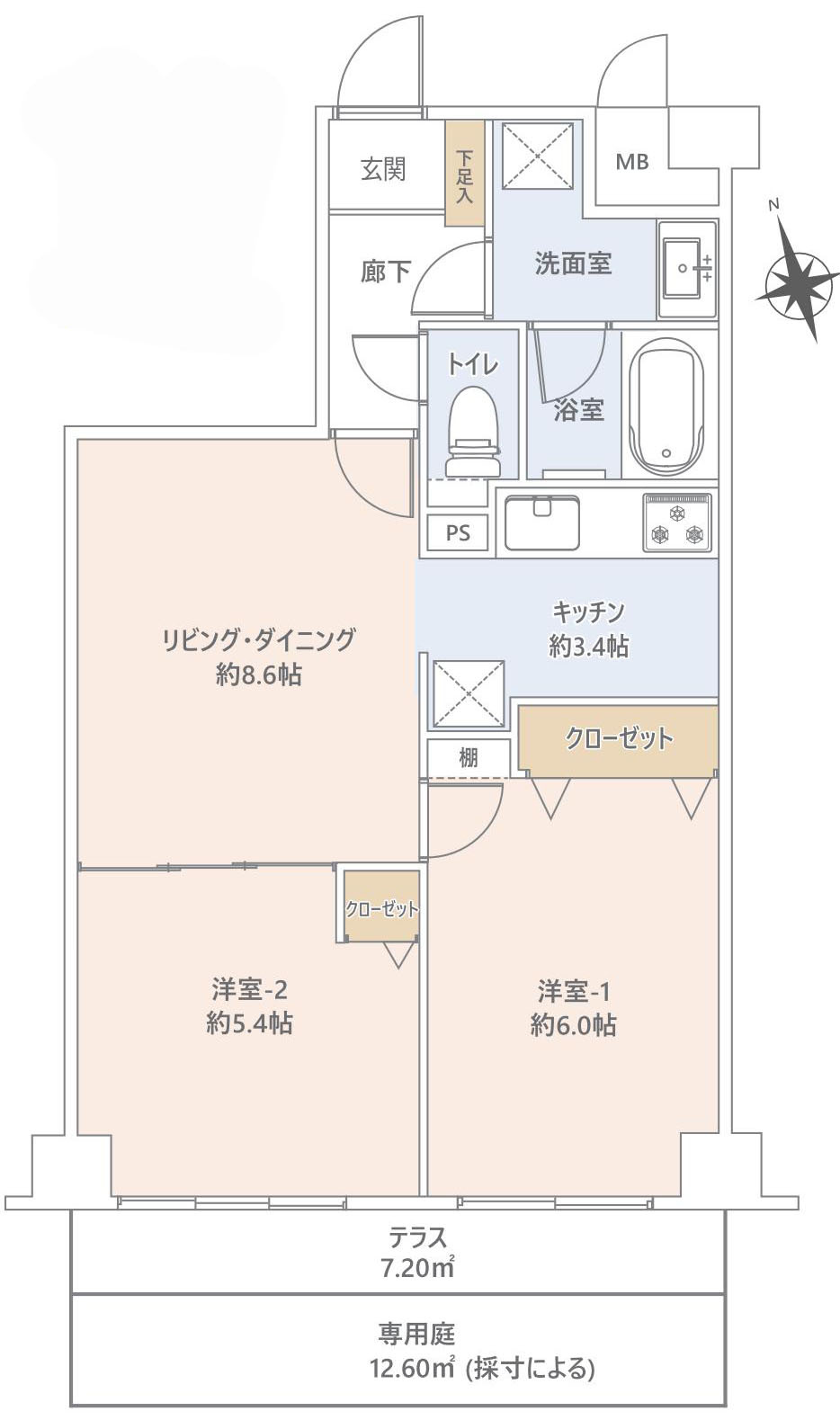 青梅市野上町４丁目の中古マンションの間取り