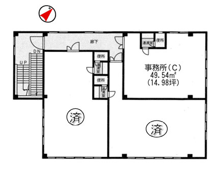 山本ビルの間取り|C号室となります
