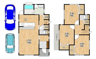 【間取り】 | 内田町３丁目　中古一戸建 | 【３ＬＤＫ】全居室6帖以上のゆとりの間取り設計です♪