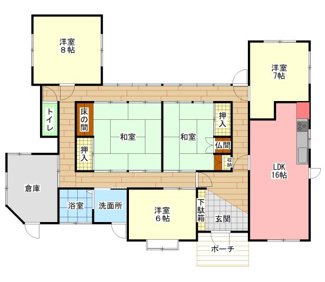 【間取り】 | 山陽小野田市大字小野田中古平屋建