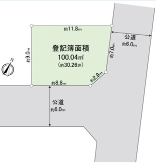 【土地図】 | 鶴ヶ島市羽折町　建築条件なし売地　「坂戸駅」徒歩17分　敷地30坪　【長久保小学区】