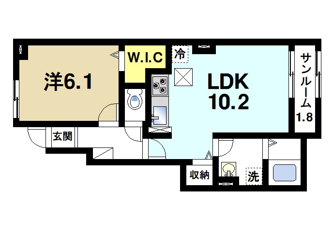 アルカンシエル・ベルⅡの間取り|1LDKです