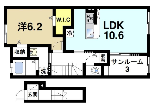 アルカンシエル・ベルⅡの間取り|1LDK